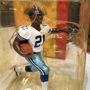 Forever Collectibles Football Player Ornament in Blue and White